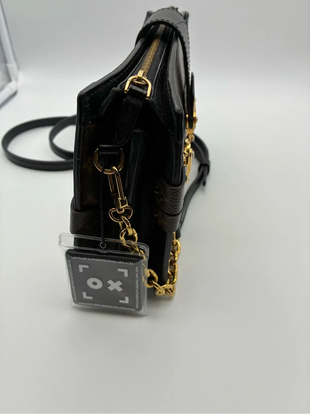 Louis Vuitton Brown reverse Monogram Trunk clutch crossbody  Bag with COA